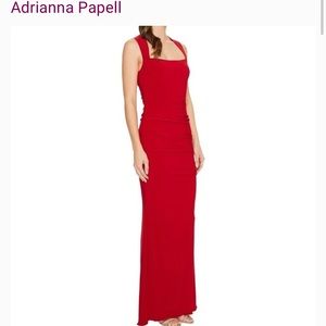 Adrianna Papell rouched jersey gown red